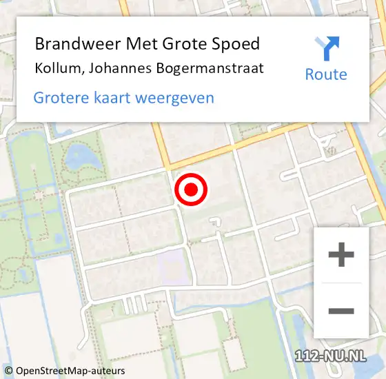 Locatie op kaart van de 112 melding: Brandweer Met Grote Spoed Naar Kollum, Johannes Bogermanstraat op 23 juni 2024 20:19