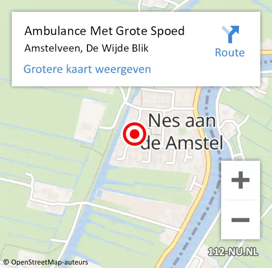 Locatie op kaart van de 112 melding: Ambulance Met Grote Spoed Naar Amstelveen, De Wijde Blik op 23 juni 2024 20:31