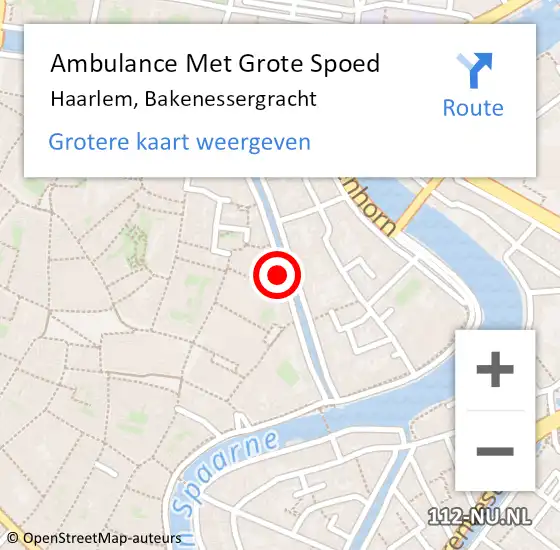 Locatie op kaart van de 112 melding: Ambulance Met Grote Spoed Naar Haarlem, Bakenessergracht op 23 juni 2024 20:38