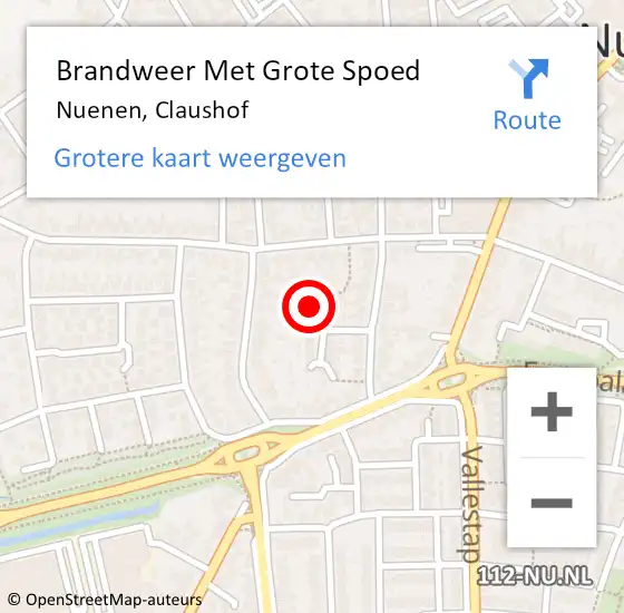 Locatie op kaart van de 112 melding: Brandweer Met Grote Spoed Naar Nuenen, Claushof op 23 juni 2024 20:48