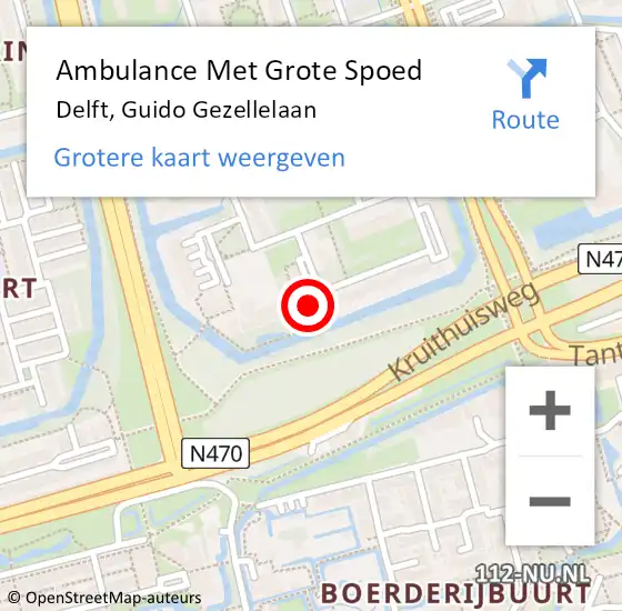 Locatie op kaart van de 112 melding: Ambulance Met Grote Spoed Naar Delft, Guido Gezellelaan op 23 juni 2024 20:49