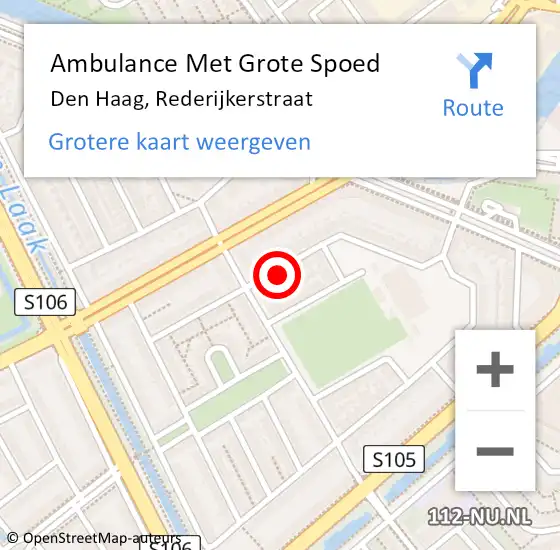 Locatie op kaart van de 112 melding: Ambulance Met Grote Spoed Naar Den Haag, Rederijkerstraat op 23 juni 2024 21:06