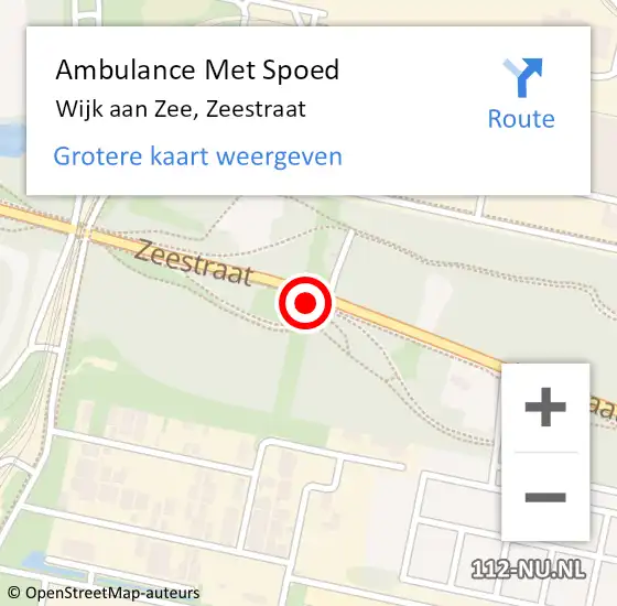 Locatie op kaart van de 112 melding: Ambulance Met Spoed Naar Wijk aan Zee, Zeestraat op 23 juni 2024 21:14