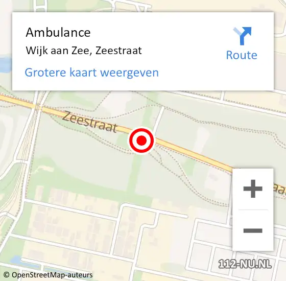 Locatie op kaart van de 112 melding: Ambulance Wijk aan Zee, Zeestraat op 23 juni 2024 21:16