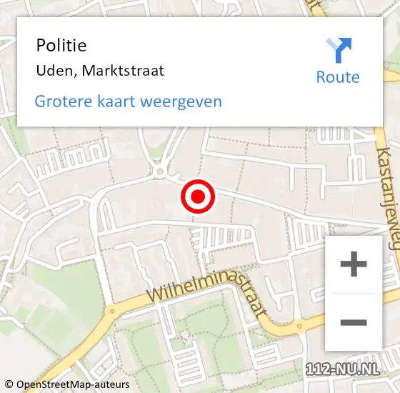 Locatie op kaart van de 112 melding: Politie Uden, Marktstraat op 23 juni 2024 21:24