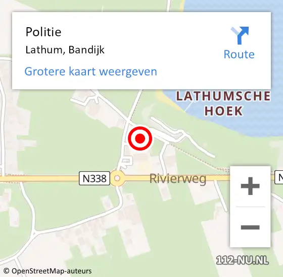 Locatie op kaart van de 112 melding: Politie Lathum, Bandijk op 23 juni 2024 21:24