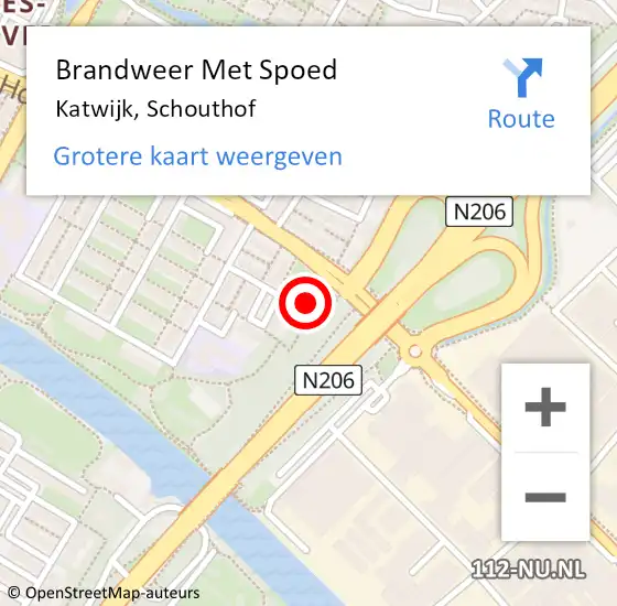 Locatie op kaart van de 112 melding: Brandweer Met Spoed Naar Katwijk, Schouthof op 23 juni 2024 21:29