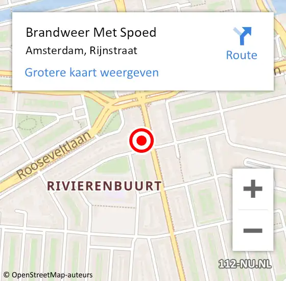 Locatie op kaart van de 112 melding: Brandweer Met Spoed Naar Amsterdam, Rijnstraat op 23 juni 2024 21:37