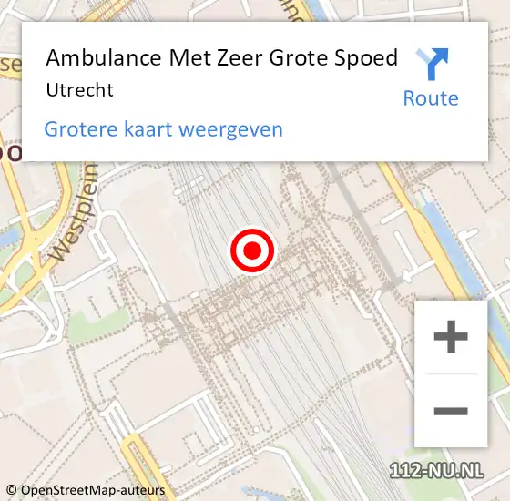 Locatie op kaart van de 112 melding: Ambulance Met Zeer Grote Spoed Naar Utrecht op 23 juni 2024 21:39