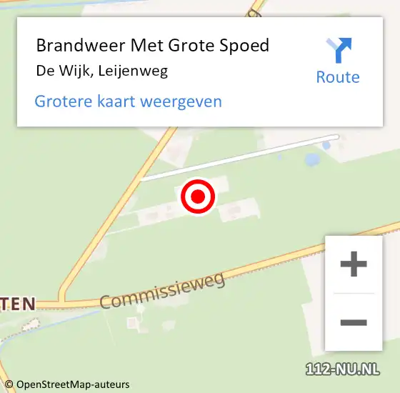 Locatie op kaart van de 112 melding: Brandweer Met Grote Spoed Naar De Wijk, Leijenweg op 23 juni 2024 21:52