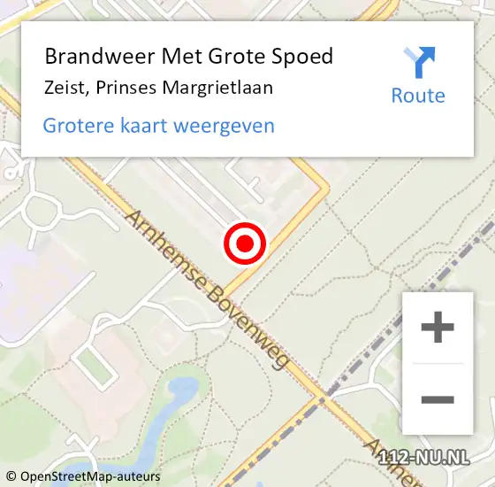 Locatie op kaart van de 112 melding: Brandweer Met Grote Spoed Naar Zeist, Prinses Margrietlaan op 23 juni 2024 21:58