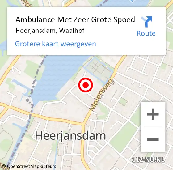 Locatie op kaart van de 112 melding: Ambulance Met Zeer Grote Spoed Naar Heerjansdam, Waalhof op 23 juni 2024 22:44