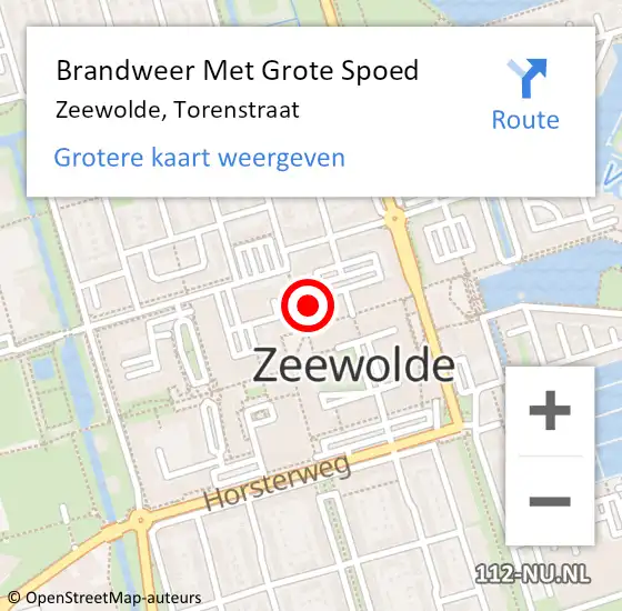 Locatie op kaart van de 112 melding: Brandweer Met Grote Spoed Naar Zeewolde, Torenstraat op 23 juni 2024 23:07