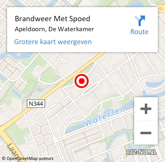 Locatie op kaart van de 112 melding: Brandweer Met Spoed Naar Apeldoorn, De Waterkamer op 23 juni 2024 23:09