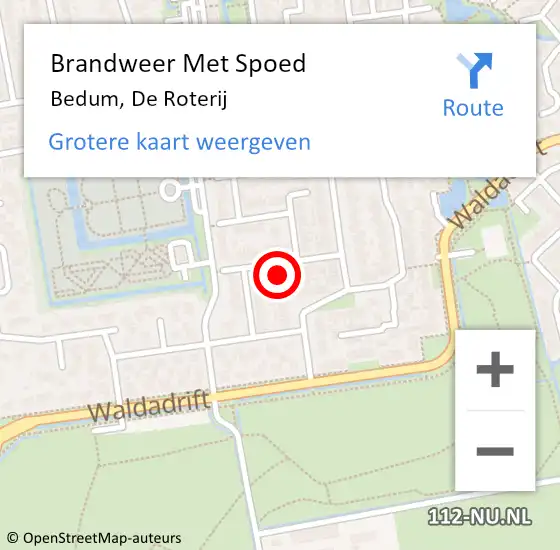 Locatie op kaart van de 112 melding: Brandweer Met Spoed Naar Bedum, De Roterij op 23 juni 2024 23:20