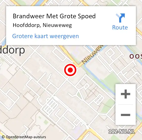 Locatie op kaart van de 112 melding: Brandweer Met Grote Spoed Naar Hoofddorp, Nieuweweg op 23 juni 2024 23:42