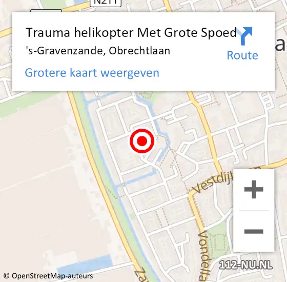 Locatie op kaart van de 112 melding: Trauma helikopter Met Grote Spoed Naar 's-Gravenzande, Obrechtlaan op 23 juni 2024 23:45