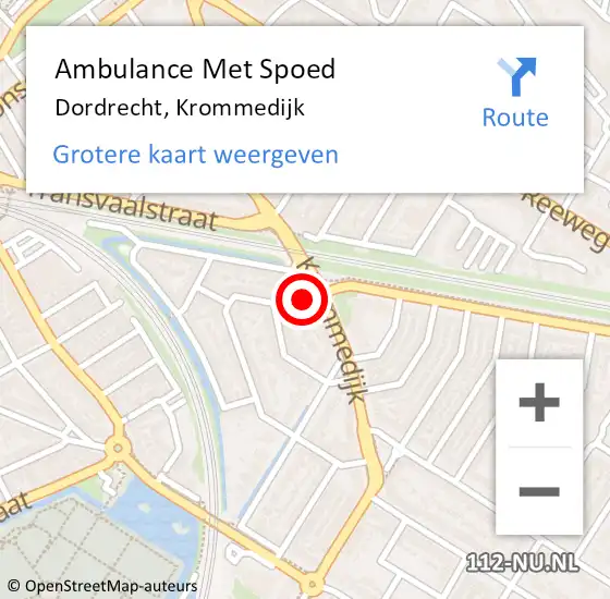 Locatie op kaart van de 112 melding: Ambulance Met Spoed Naar Dordrecht, Krommedijk op 23 juni 2024 23:45