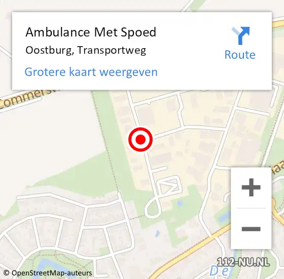 Locatie op kaart van de 112 melding: Ambulance Met Spoed Naar Oostburg, Transportweg op 10 oktober 2014 13:40