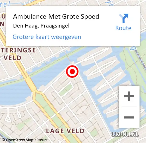 Locatie op kaart van de 112 melding: Ambulance Met Grote Spoed Naar Den Haag, Praagsingel op 24 juni 2024 00:04