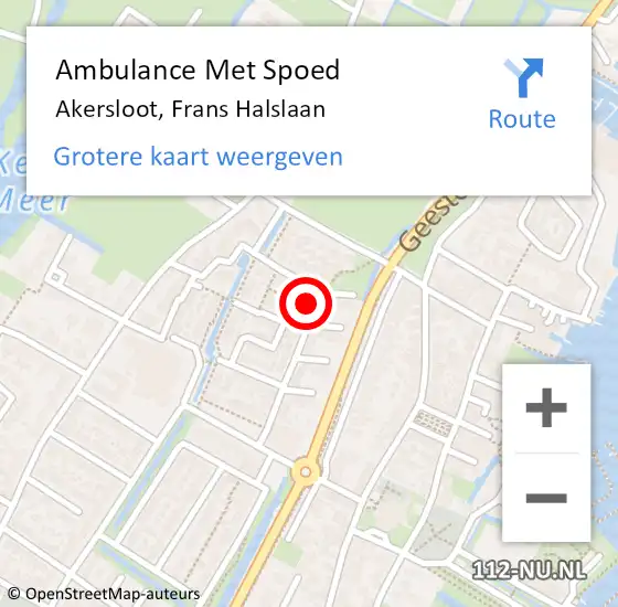 Locatie op kaart van de 112 melding: Ambulance Met Spoed Naar Akersloot, Frans Halslaan op 24 juni 2024 00:12