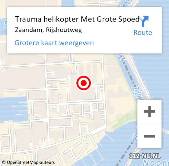 Locatie op kaart van de 112 melding: Trauma helikopter Met Grote Spoed Naar Zaandam, Rijshoutweg op 24 juni 2024 00:20