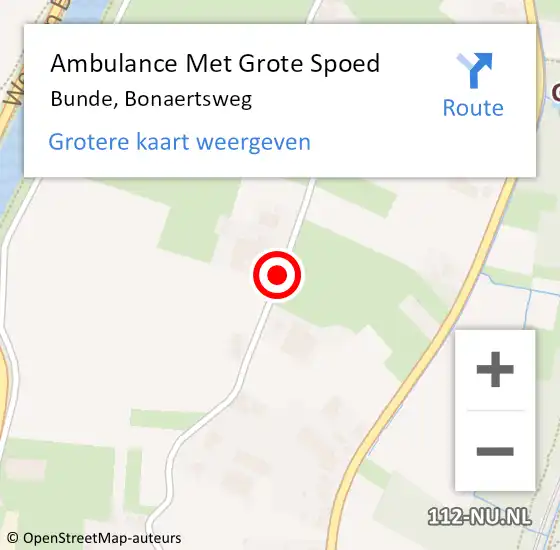 Locatie op kaart van de 112 melding: Ambulance Met Grote Spoed Naar Bunde, Bonaertsweg op 10 oktober 2014 13:41