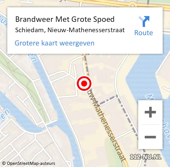 Locatie op kaart van de 112 melding: Brandweer Met Grote Spoed Naar Schiedam, Nieuw-Mathenesserstraat op 24 juni 2024 00:34