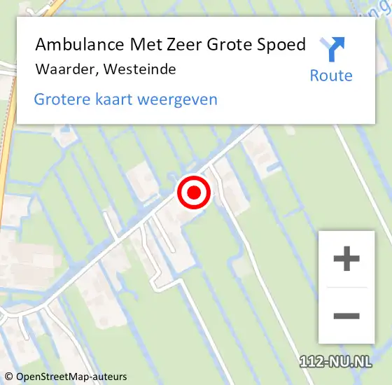 Locatie op kaart van de 112 melding: Ambulance Met Zeer Grote Spoed Naar Waarder, Westeinde op 24 juni 2024 00:45