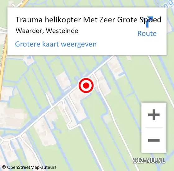 Locatie op kaart van de 112 melding: Trauma helikopter Met Zeer Grote Spoed Naar Waarder, Westeinde op 24 juni 2024 00:53