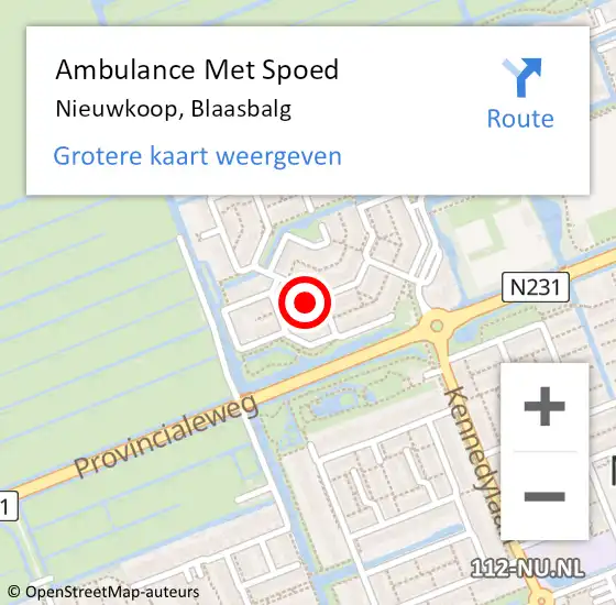 Locatie op kaart van de 112 melding: Ambulance Met Spoed Naar Nieuwkoop, Blaasbalg op 24 juni 2024 01:10