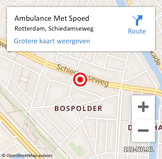 Locatie op kaart van de 112 melding: Ambulance Met Spoed Naar Rotterdam, Schiedamseweg op 24 juni 2024 01:14