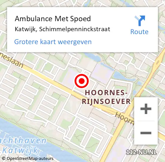 Locatie op kaart van de 112 melding: Ambulance Met Spoed Naar Katwijk, Schimmelpenninckstraat op 24 juni 2024 01:58