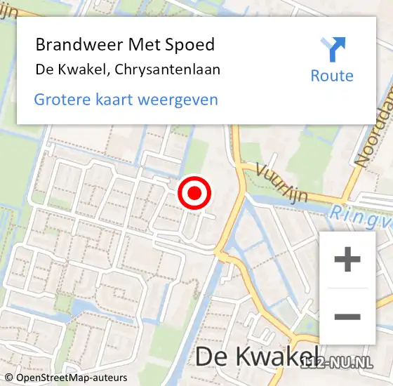 Locatie op kaart van de 112 melding: Brandweer Met Spoed Naar De Kwakel, Chrysantenlaan op 24 juni 2024 01:59