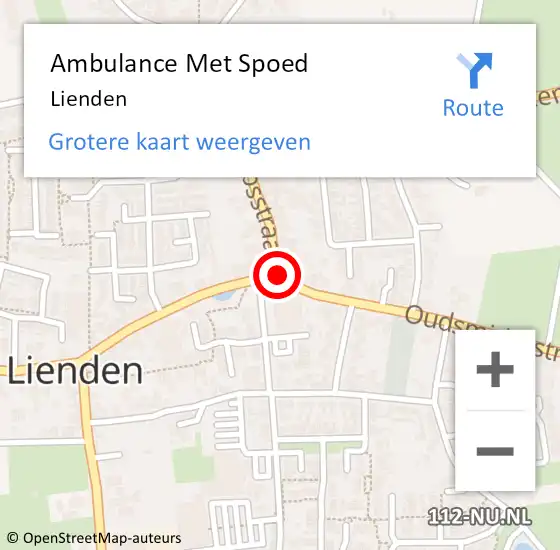 Locatie op kaart van de 112 melding: Ambulance Met Spoed Naar Lienden op 24 juni 2024 02:33