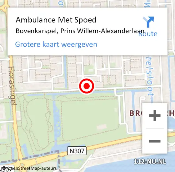 Locatie op kaart van de 112 melding: Ambulance Met Spoed Naar Bovenkarspel, Prins Willem-Alexanderlaan op 24 juni 2024 03:02