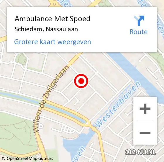 Locatie op kaart van de 112 melding: Ambulance Met Spoed Naar Schiedam, Nassaulaan op 24 juni 2024 03:06