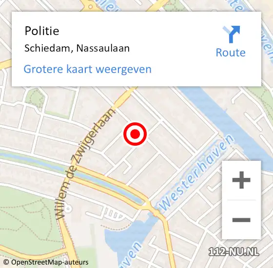 Locatie op kaart van de 112 melding: Politie Schiedam, Nassaulaan op 24 juni 2024 03:06