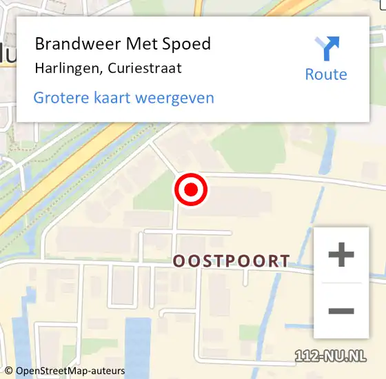 Locatie op kaart van de 112 melding: Brandweer Met Spoed Naar Harlingen, Curiestraat op 24 juni 2024 03:11