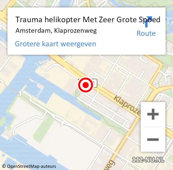 Locatie op kaart van de 112 melding: Trauma helikopter Met Zeer Grote Spoed Naar Amsterdam, Klaprozenweg op 24 juni 2024 03:21