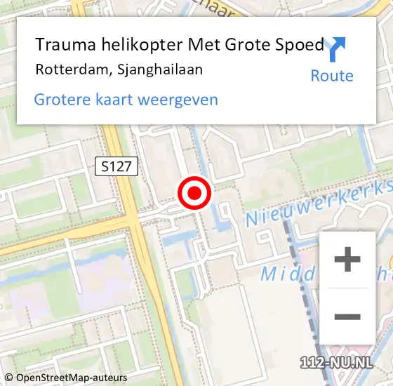 Locatie op kaart van de 112 melding: Trauma helikopter Met Grote Spoed Naar Rotterdam, Sjanghailaan op 24 juni 2024 03:30