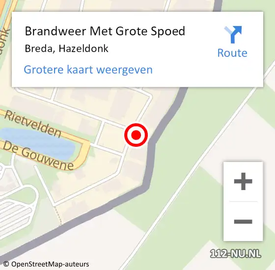 Locatie op kaart van de 112 melding: Brandweer Met Grote Spoed Naar Breda, Hazeldonk op 24 juni 2024 03:58