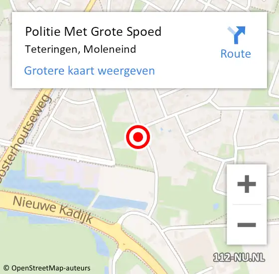 Locatie op kaart van de 112 melding: Politie Met Grote Spoed Naar Teteringen, Moleneind op 24 juni 2024 03:59