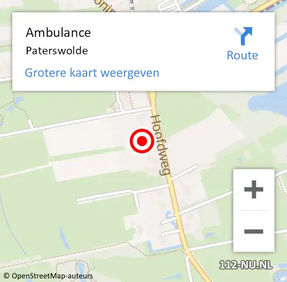 Locatie op kaart van de 112 melding: Ambulance Paterswolde op 24 juni 2024 04:15