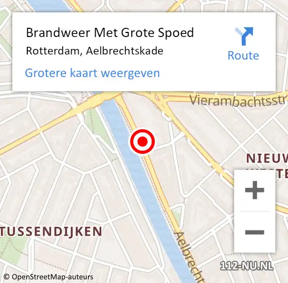 Locatie op kaart van de 112 melding: Brandweer Met Grote Spoed Naar Rotterdam, Aelbrechtskade op 24 juni 2024 04:15