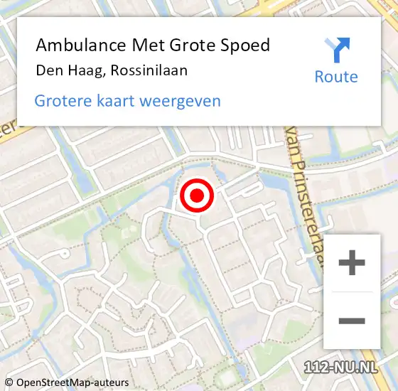 Locatie op kaart van de 112 melding: Ambulance Met Grote Spoed Naar Den Haag, Rossinilaan op 24 juni 2024 04:27