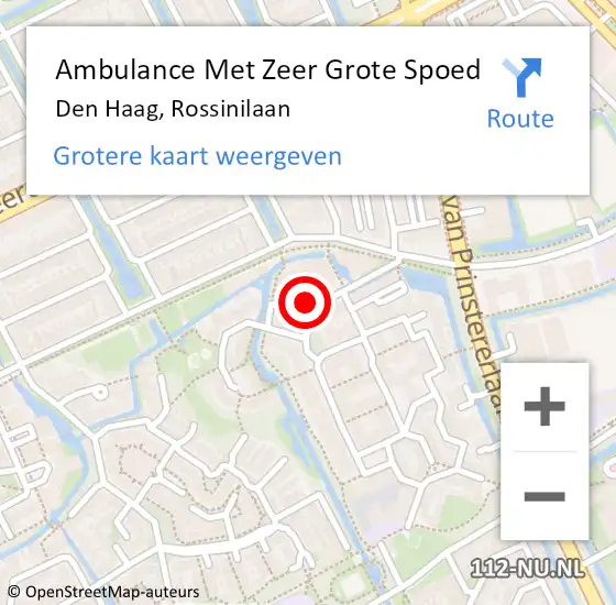 Locatie op kaart van de 112 melding: Ambulance Met Zeer Grote Spoed Naar Den Haag, Rossinilaan op 24 juni 2024 04:28