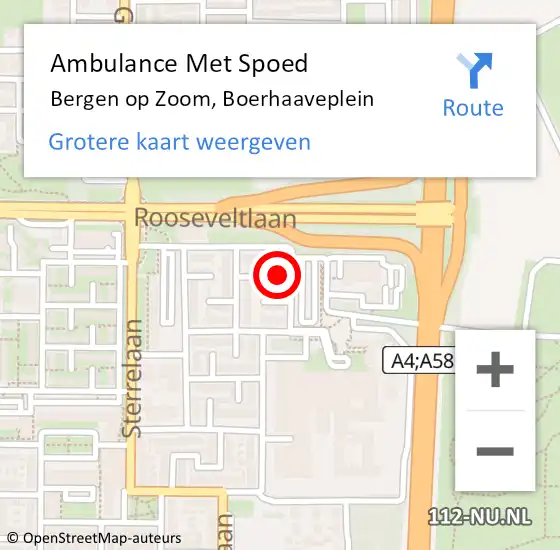 Locatie op kaart van de 112 melding: Ambulance Met Spoed Naar Bergen op Zoom, Boerhaaveplein op 24 juni 2024 05:01