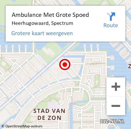 Locatie op kaart van de 112 melding: Ambulance Met Grote Spoed Naar Heerhugowaard, Spectrum op 10 oktober 2014 13:58