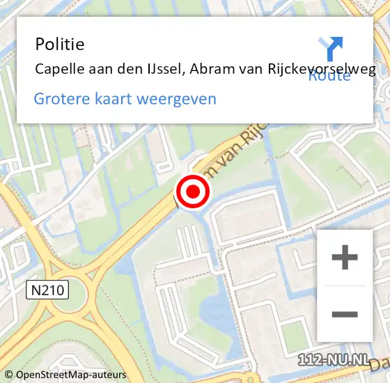 Locatie op kaart van de 112 melding: Politie Capelle aan den IJssel, Abram van Rijckevorselweg op 24 juni 2024 06:34